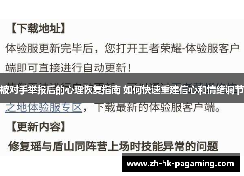 被对手举报后的心理恢复指南 如何快速重建信心和情绪调节 被对手举报后的心理恢复指南 如何快速重建信心和情绪调节