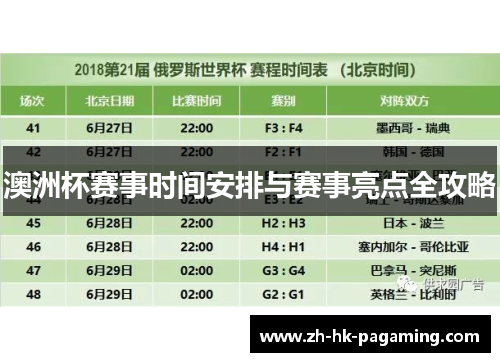 澳洲杯赛事时间安排与赛事亮点全攻略